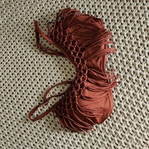 Xhilaration Rust Fringe Bikini Top